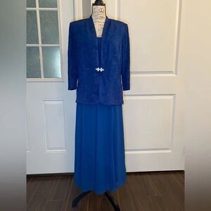 Alex Evenings Royal Blue Long Sleeve Dress